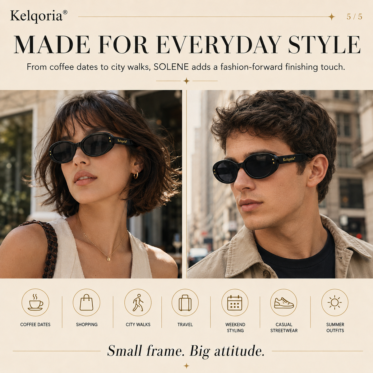 Kelqoria® SOLENE Retro Oval Sunglasses