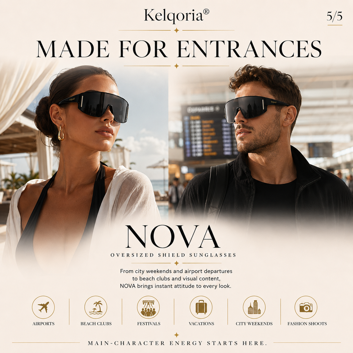 Kelqoria® NOVA Oversized Shield Sunglasses