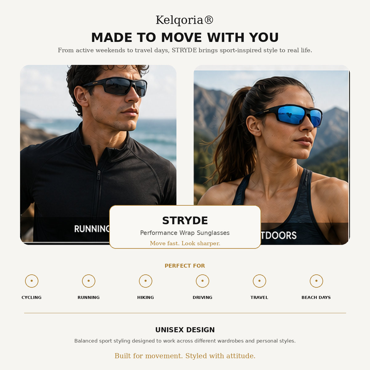 Kelqoria® STRYDE Performance Wrap Sunglasses