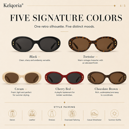 Kelqoria® SOLENE Retro Oval Sunglasses