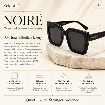 Kelqoria® NOIRÉ Oversized Square Sunglasses