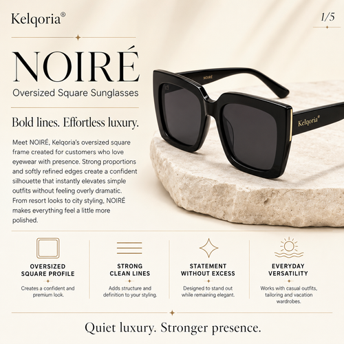 Kelqoria® NOIRÉ Oversized Square Sunglasses