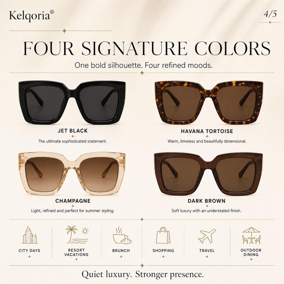 Kelqoria® NOIRÉ Oversized Square Sunglasses