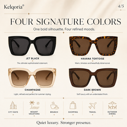 Kelqoria® NOIRÉ Oversized Square Sunglasses