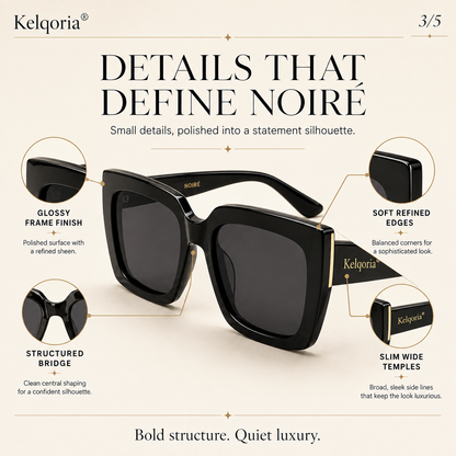 Kelqoria® NOIRÉ Oversized Square Sunglasses