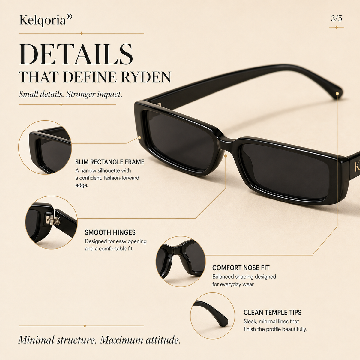 Kelqoria® RYDEN Slim Rectangle Sunglasses