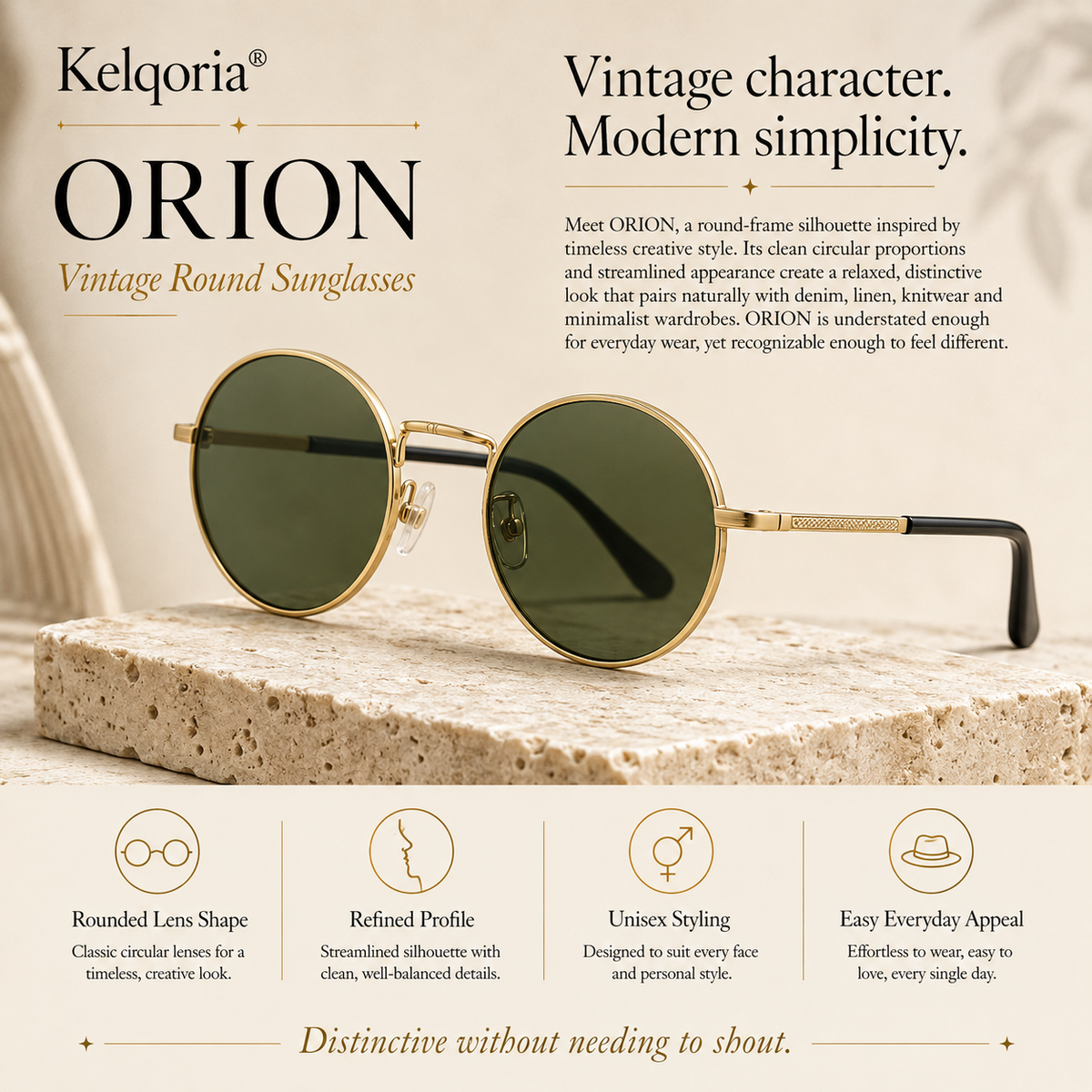 Kelqoria® ORION Vintage Round Sunglasses