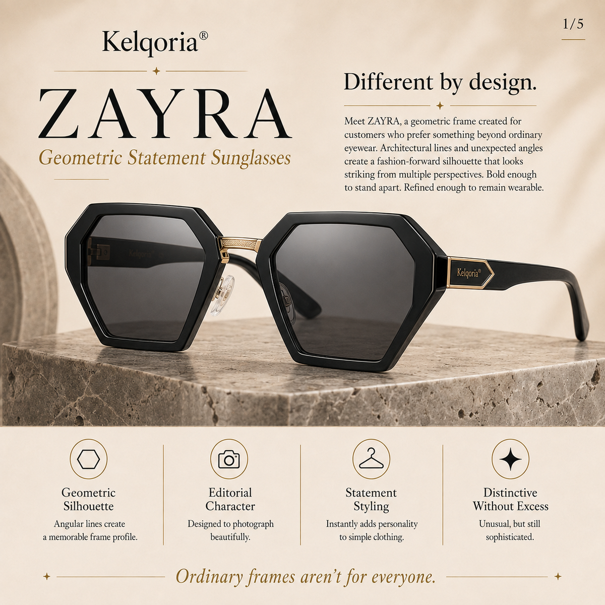 Kelqoria® ZAYRA Geometric Statement Sunglasses
