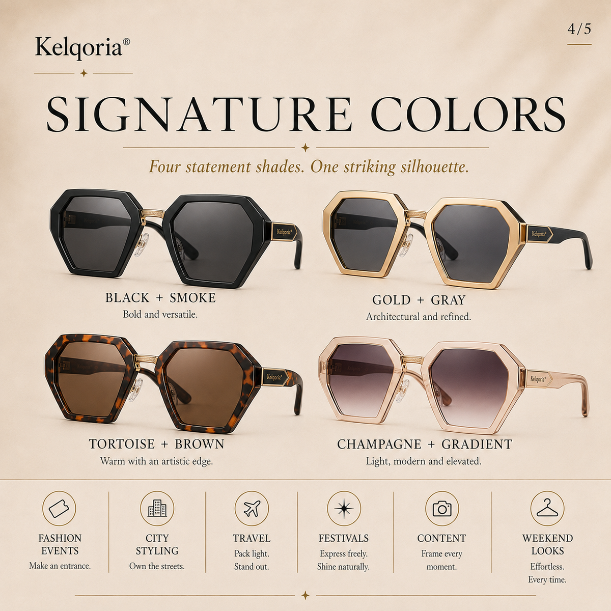 Kelqoria® ZAYRA Geometric Statement Sunglasses