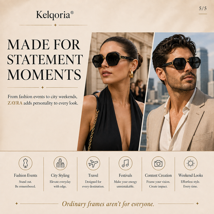 Kelqoria® ZAYRA Geometric Statement Sunglasses