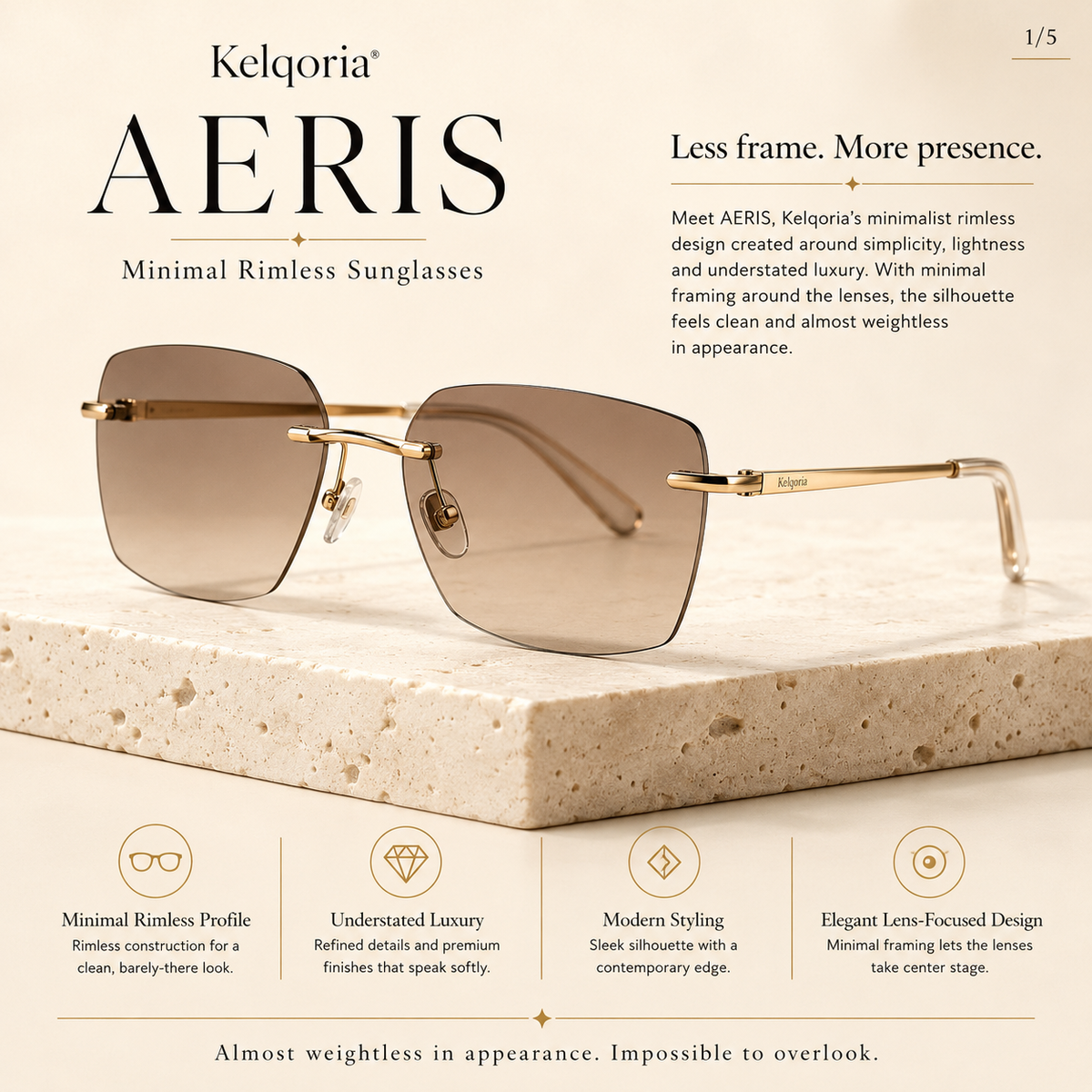 Kelqoria® AERIS Minimal Rimless Sunglasses