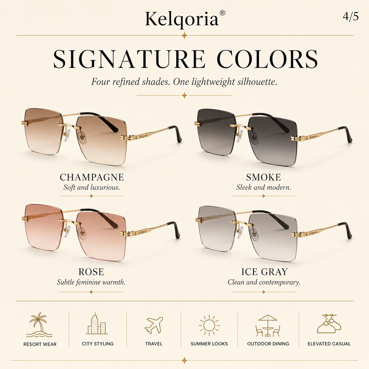 Kelqoria® AERIS Minimal Rimless Sunglasses