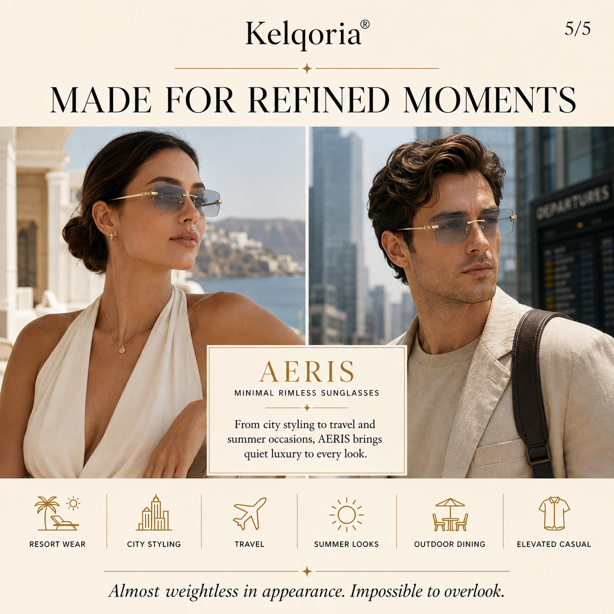 Kelqoria® AERIS Minimal Rimless Sunglasses