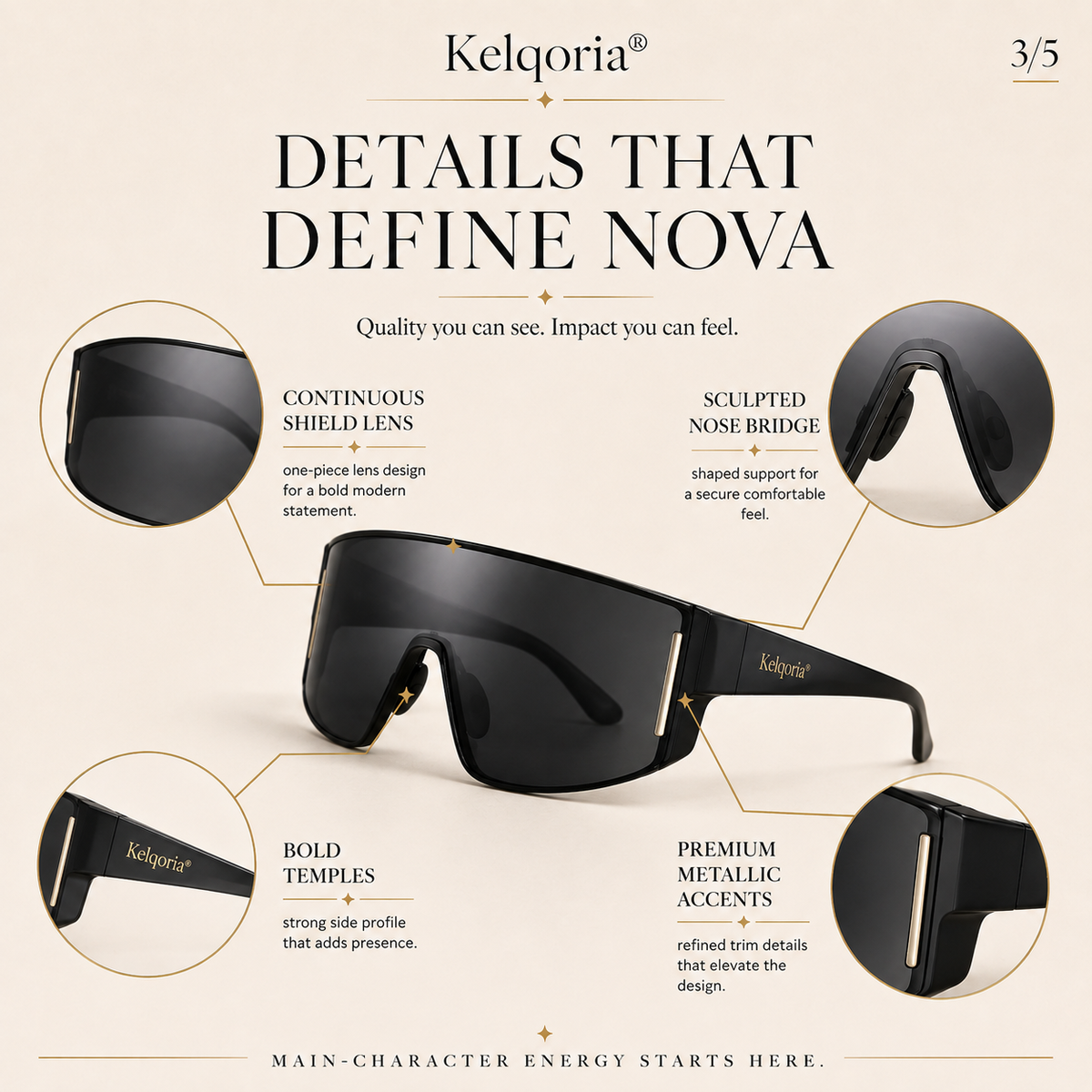 Kelqoria® NOVA Oversized Shield Sunglasses