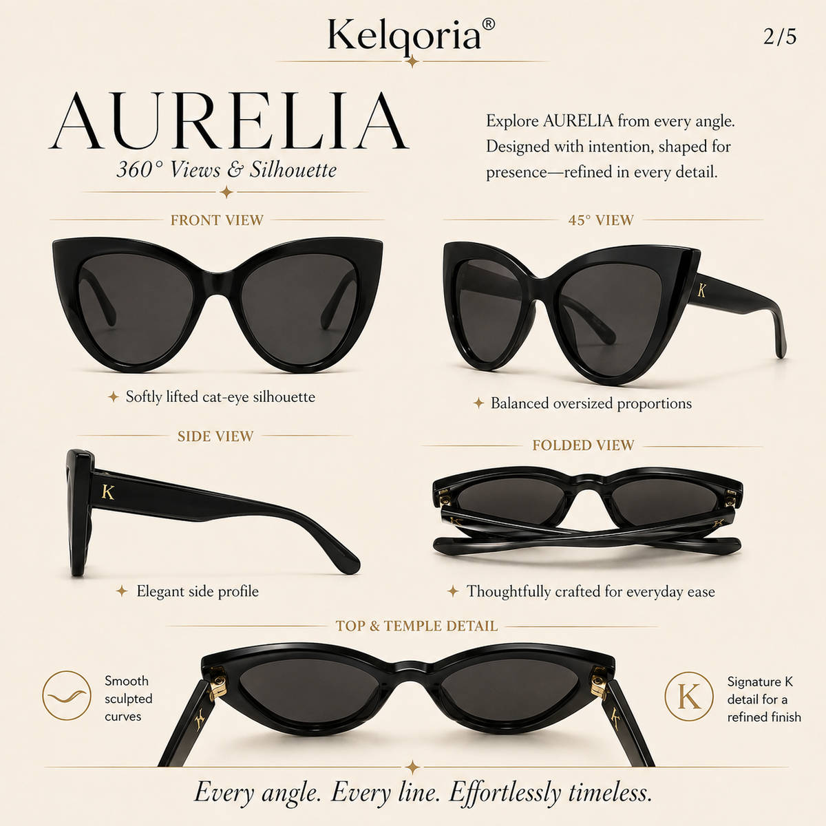 Kelqoria® AURELIA Oversized Cat-Eye Sunglasses