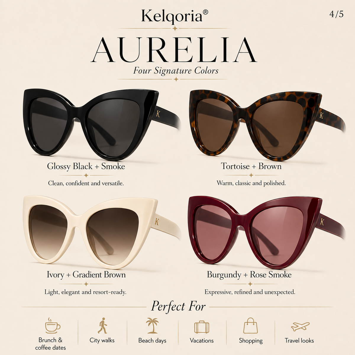 Kelqoria® AURELIA Oversized Cat-Eye Sunglasses