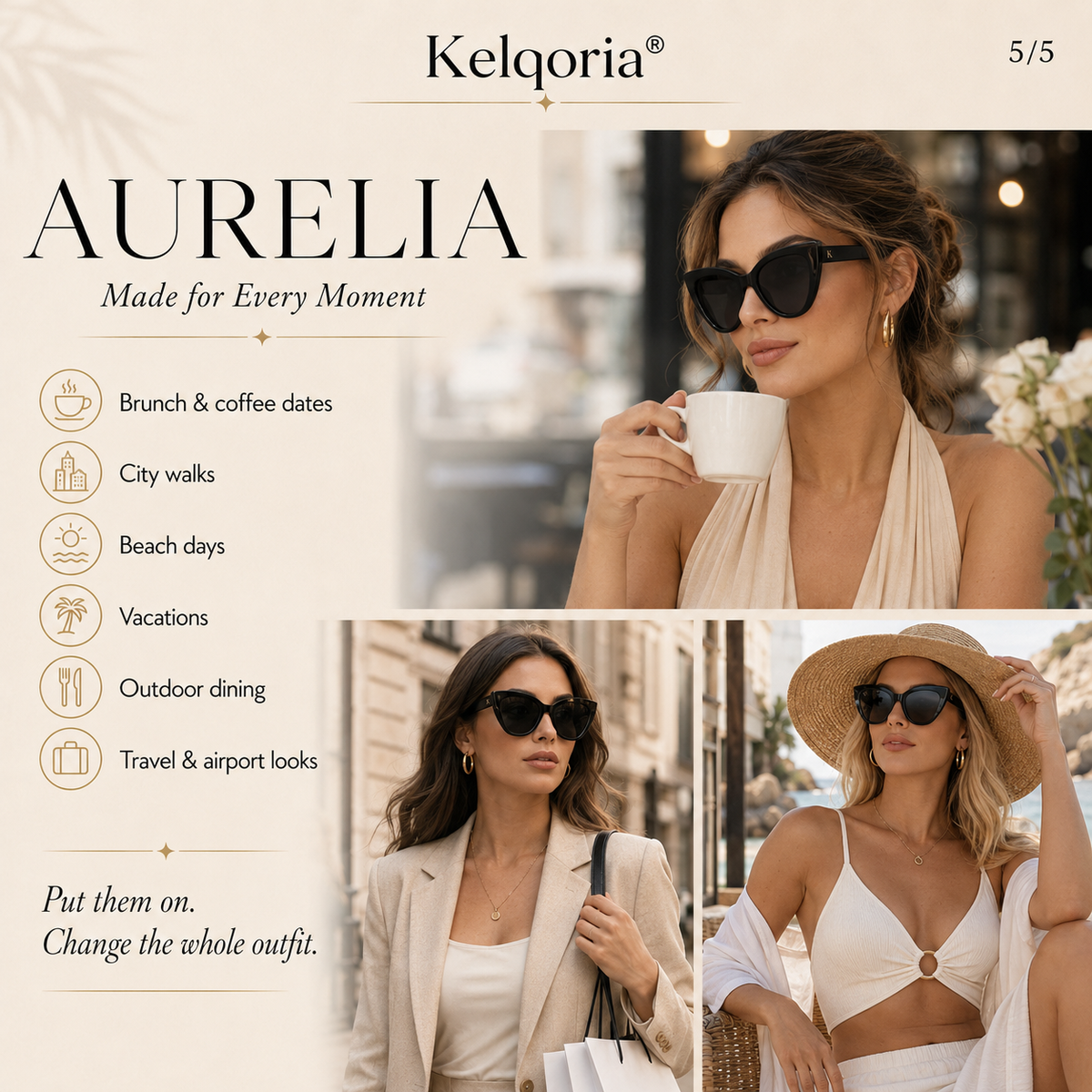 Kelqoria® AURELIA Oversized Cat-Eye Sunglasses