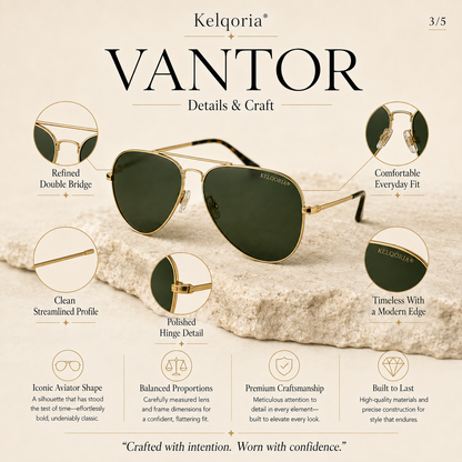 Kelqoria® VANTOR Classic Aviator Sunglasses