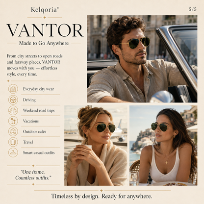 Kelqoria® VANTOR Classic Aviator Sunglasses