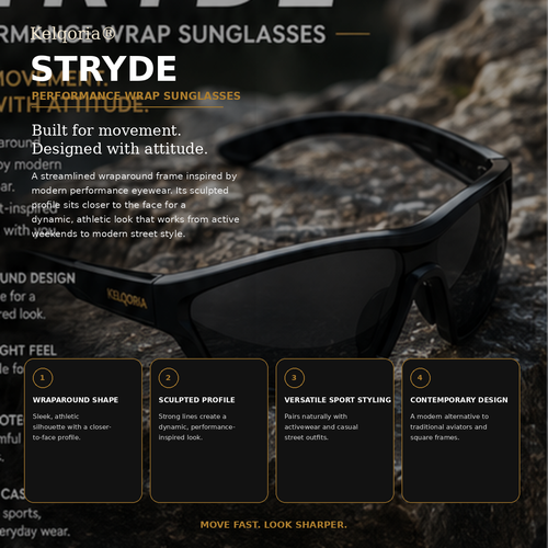 Kelqoria® STRYDE Performance Wrap Sunglasses