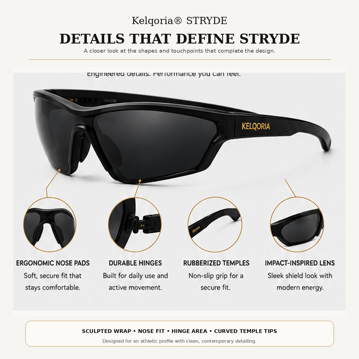 Kelqoria® STRYDE Performance Wrap Sunglasses